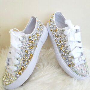 Custom Bling NOBO White Sneakers - Size 11